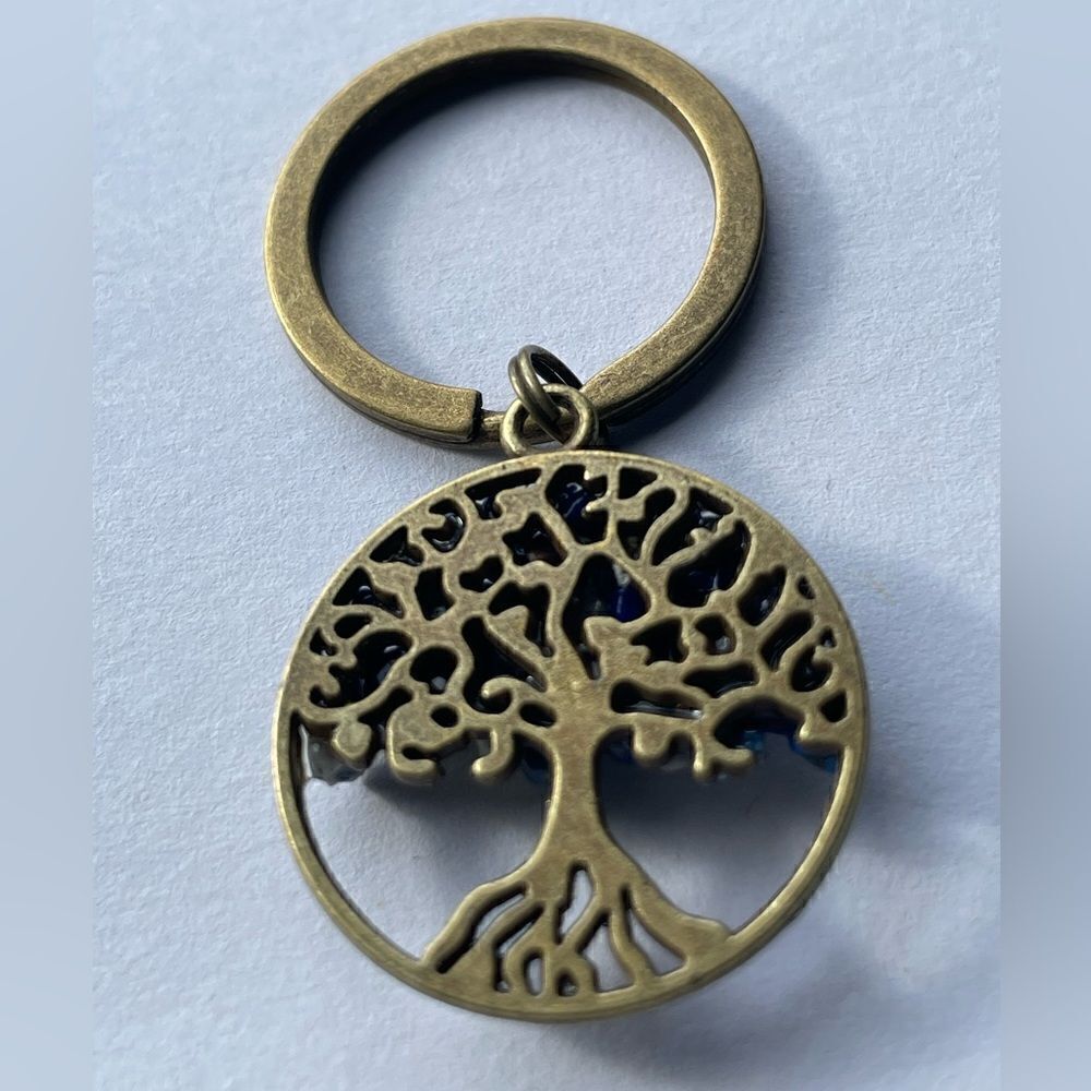 Tree of Life Natural Blue Stone (Sodalite) Keychain - Picture 5 of 16